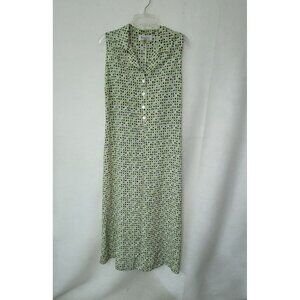 Maggie Dress Women 12 Green Geometric Print Sleeveless‎ Popover Tie Back Maxi